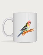 Australian bird mug - colourful native parrot on a branch