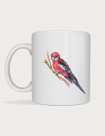 Bird mug - watercolour crimson rosella perched on a branch