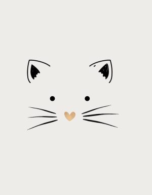 Whiskers minimalist line art - flat print artwork for the kitty mug
