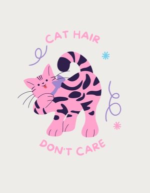 Cat Hair Don't Care mug design - flat print artwork shown on a plain background