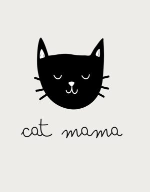 Cat Mama minimalist design - flat print artwork for the black cat mug