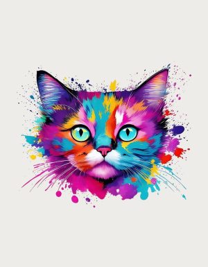 Vivid neon Rainbow Cat design - flat print artwork for the ceramic cat mug