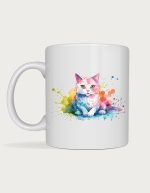 Kitten mug - soft pastel Watercolour White Cat