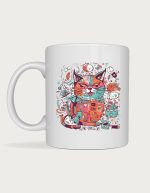 Busy doodle cat mug