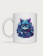 Cyberpunk mecha cat mug