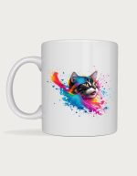 Black and white cat mug - Watercolour Splat Cat Portrait