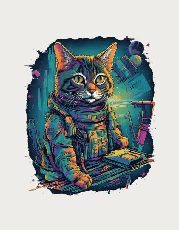 Cat Mug - Future Space DJ Cat Illustration