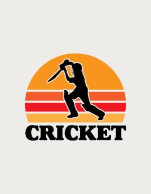 Batter silhouette retro sunset badge - flat print artwork for the cricket mug