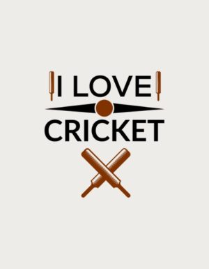 I Love Cricket crossed bats design - flat print artwork for the cricket fan gift