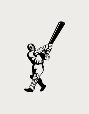 Classic batter illustration - flat print artwork for the cricket mug