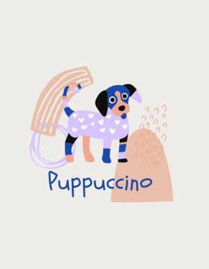 Puppuccino - flat print artwork for the sausage dog mug