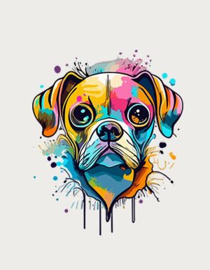 Colour Splash Dog - flat print artwork for the pug mug