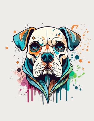 Colour Splash Dripping Dog - flat print artwork for the dogs mug
