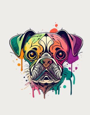 Colour Splash Frenchie Dog - flat print artwork for the french bulldog coffee mug