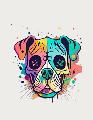 Colour Splash Eyes Dog - flat print artwork for the dog mum mug