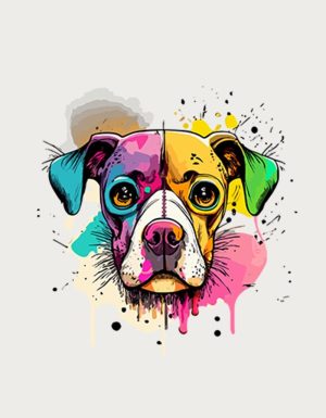 Colour Splash Rainbow Dog - flat print artwork for the dog dad mug