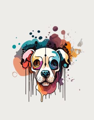 Colour splash puppy mug design - flat print artwork shown on a plain background