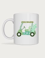Golf mug - golf terms arranged in golf cart shape