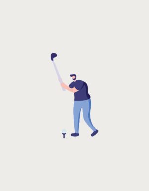 Minimalist golfer swing illustration - flat print artwork for the golf mug