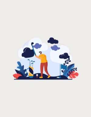 Colourful golf course scene - flat print artwork for the golfer gift mug
