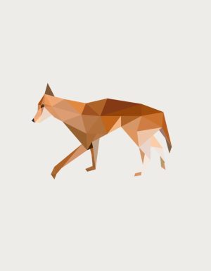 Geometric low-poly dingo walking - flat print artwork for the dingo mug