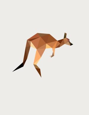 Low poly leaping kangaroo design - flat print artwork for the kangaroo mug