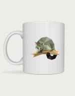 Possum mug - geometric low-poly possum on a branch