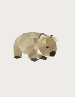 Geometric low-poly wombat - flat print artwork for the wombat mug
