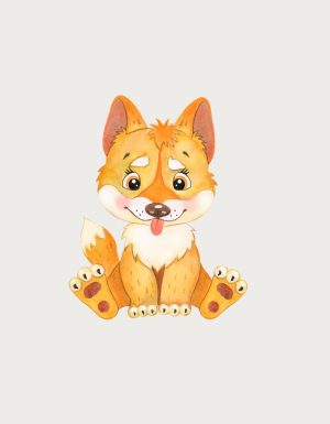 Cute Baby Dingo watercolour illustration - flat print artwork for the dingo mug