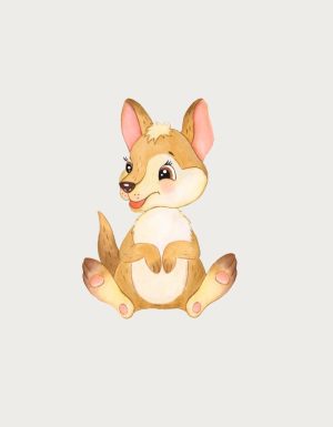 Cute Baby Kangaroo watercolour illustration - flat print artwork for the kangaroo cup