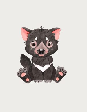 Cute Baby Tasmanian Devil watercolour illustration - flat print artwork for the tasmanian devil coffee mug