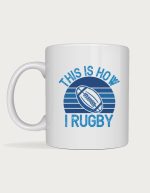 Rugby mug - This Is How I Rugby retro sunset badge