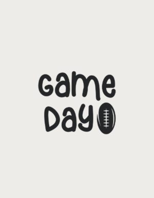Game Day playful lettering with ball icon - flat print artwork for the rugby fan gift