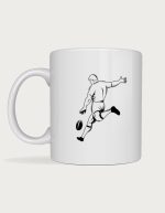 Rugby mug - player mid drop-kick line art