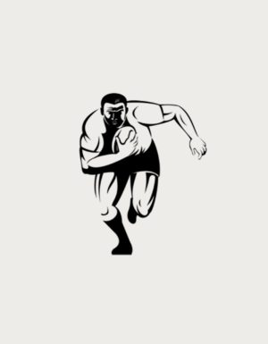 Player sprinting with ball silhouette - flat print artwork for the rugby mug