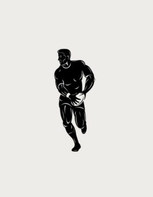 Player about to pass silhouette - flat print artwork for the rugby mug
