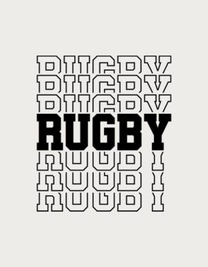 Bold repeated Rugby text design - flat print artwork for the rugby mug