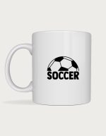 Football mug - classic soccer ball and Soccer text
