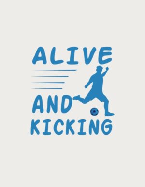 Alive And Kicking player silhouette - flat print artwork for the soccer mug