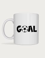 Soccer mug - bold GOAL text with a soccer ball for the O