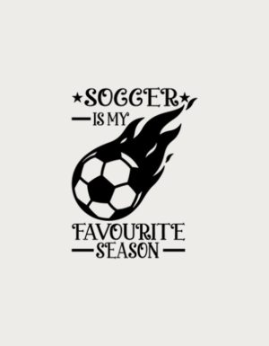 Flaming soccer ball with the text Soccer Is My Favourite Season - flat print artwork for the soccer mug