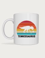 Tennis mug - Tennissaurus dinosaur retro badge design
