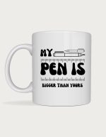 Rude mug - pen and ruler with the text My Pen Is Bigger Than Yours