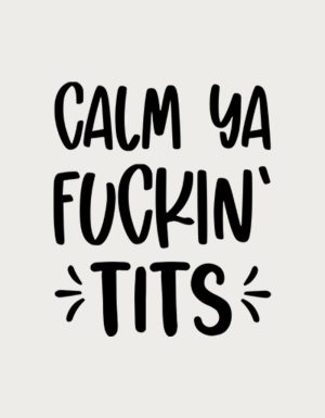 Calm Ya Tits bold lettering design - flat print artwork for the rude mug