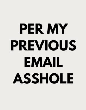 Per My Previous Email design - flat print artwork for the sarcastic coffee mug