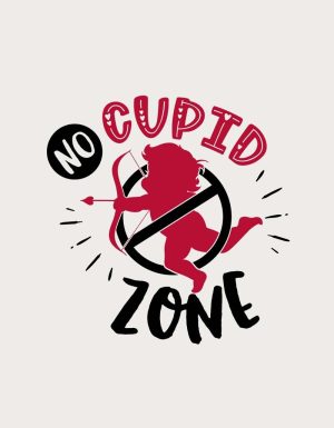 No Cupid Zone mug design - flat print artwork shown on a plain background