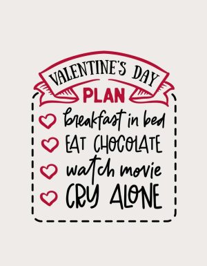 Valentine's Day Plan mug design - flat print artwork shown on a plain background