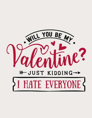 Just Kidding anti-valentine mug design - flat print artwork shown on a plain background
