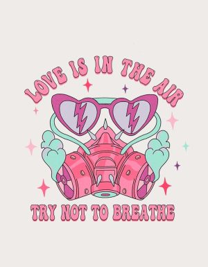 Love Is In The Air gas mask design - flat print artwork for the funny valentines mug