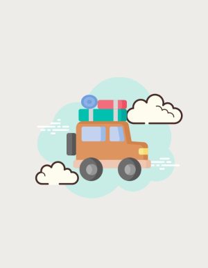 Road trip 4WD mug design - flat print artwork shown on a plain background
